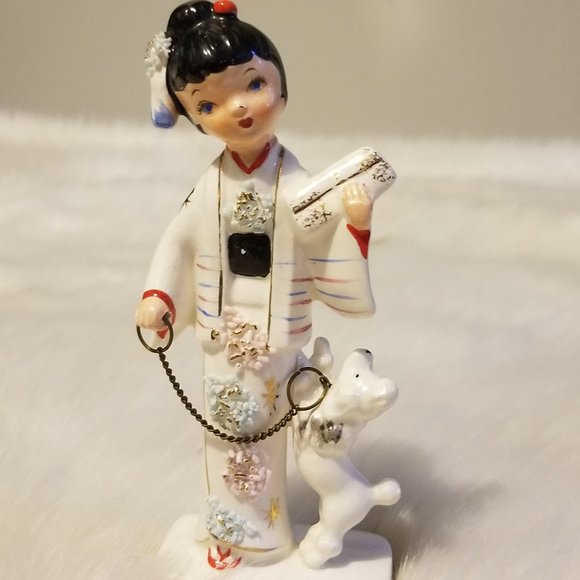 Other - Hand Painted Ceramic Asian Figurine Gold Detail